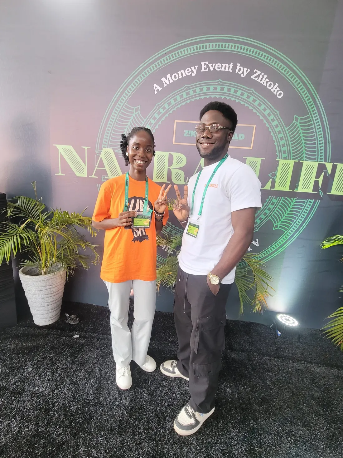 Two young people at an event